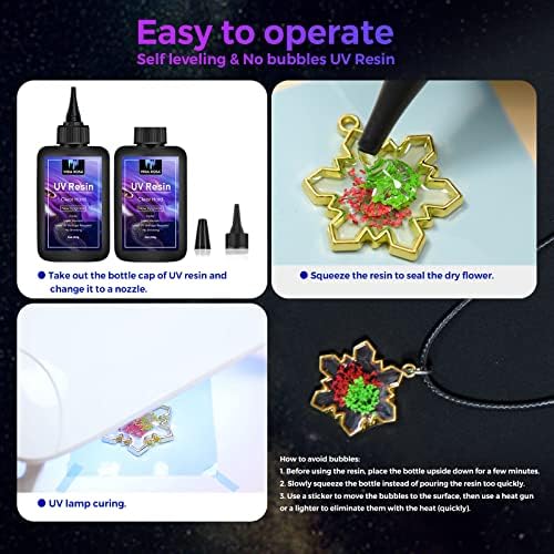 VIDA ROSA 200g UV Resin Kit with Upgraded UV Light 24W,Silicone Stir Rod, Measuring Cup and Silicone Pad-Ultraviolet Epoxy Resin Hard,UV Resin Starter Jewelry Making Kit for Craft Beginner - Image 6