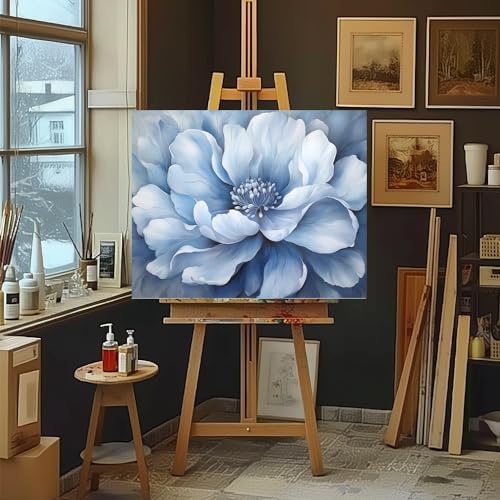 Natuyalo Paint by Numbers for Adults - DIY Adult Paint by Number Kits Painting on Canvas Blue Flower Painting by Numbers for Beginners, Art Craft Kits for Adults (16x20 Inch) - Image 4