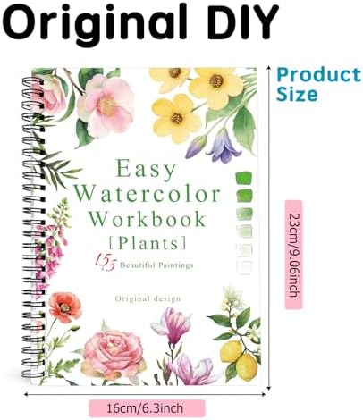 SLWBZ Watercolor Workbook Flower Plants, 15 Different Patterns of Original DIY Designs, Beginner-Friendly Watercolor Workbooks, (Plants, Without Palette) - Image 2