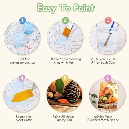Spandrel Pumpkin Framed Paint by Numbers Kit for Adult, Halloween Adult Paint by Number Kits on Canvas, DIY Acrylic Oil Easy Autumn Painting by Numbers Fall for Home Wall Decor, 8x12in - Image 7