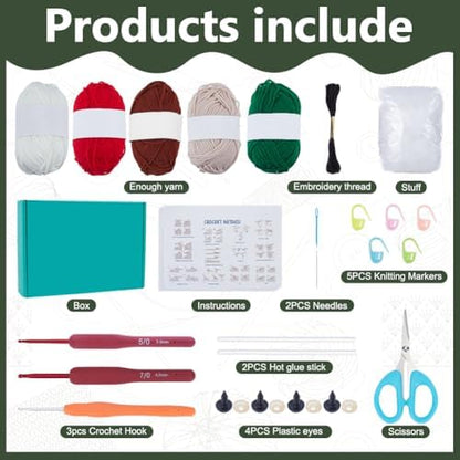 ACRNIGHEET 2Pcs Christmas Crochet Kit for Beginners Snowman and Deer Kits - Image 2