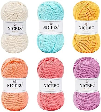 NICEEC 300g Soft Assorted Colors Yarn 100% Acrylic 870yds -Series 14 by NICEEC