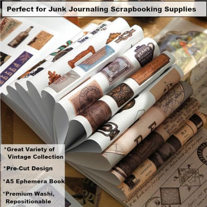 Vintage Ephemera Book, 50 Sheets A5 Stickers & Collage Papers - Image 5