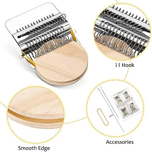 Small Loom Speedweve Type Weave Tool,darning Loom Quickly Mini Mending Convenient Darning Loom for Mending Jeans Socks Clothes Loom Machine Makes Beautiful Stitching Diy Weaving Arts (14 Hooks) - Image 2