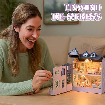 Kisoy Romantic and Cute Dollhouse Miniature DIY House Kit Creative Room Perfect DIY Gift for Friends, Lovers and Families (Happy House) - Image 3