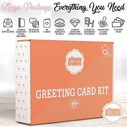 Card Making Kits For Adults And Kids- 24 Blank Greeting Cards And Envelopes With Supplies And Stamp Set- Giftable DIY Greeting Card Set- Happy Birthday Holiday Baby Shower Congratulations Thank You - Image 7