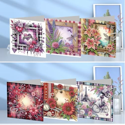 Diamond Art Cards with Envelopes–6PCS DIY Diamond Painting Greeting Cards Kit | Card Making Kit with Bling for Adults & Beginners | Birthday,Holiday & Thank You Cards (Flower) - Image 2