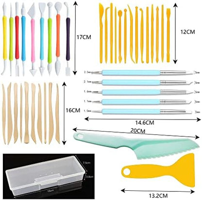 Langqun 41pcs Plastic Polymer Clay Art Tools Set for Kids Adults,Knives Pottery Tools,Ceramic Supplies for Engraving, Embossing, Shaping,Sculpting,Modeling - Image 2