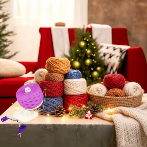 Ayasee Yarn Ball Winder, Yarn Winder Knitting Set Hand Operated Ball Winder with Tabletop Clamp for Yarn Storage (22) (Purple) - Image 7
