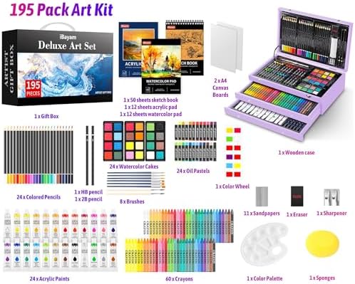 iBayam Art Supplies,195 Pack Deluxe Art Set Drawing Painting Supplies Kits - Image 2