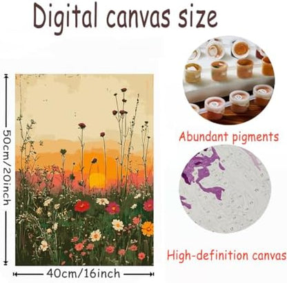OJTOYART Flower Paint by Numbers Kit for Adults, Wildflower Adult Painting by Numbers for Beginner on Canvas, DIY Hand Painted Oil Paintings for Home Wall Decor 16 X 20 inch - Image 5