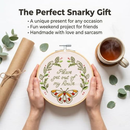FUNATIC Please Get Out of My House Funny Embroidery Kit for Adults - Image 6