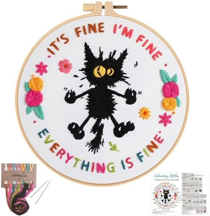 Louise Maelys Cute Cat Embroidery Kit for Beginners DIY Needlepoint by LouiseMaelys
