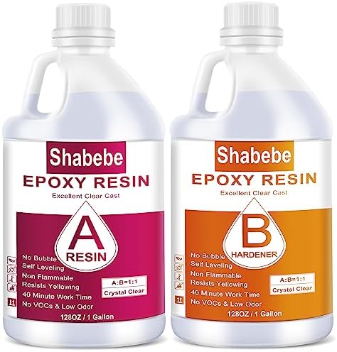 Shabebe Epoxy Resin, 2Gallon Epoxy Resin Crystal Clear, Not-Yellowing No-Bubble,Self Leveling Easy Pour/Mix 1:1 Casting Kit & Coating for DIY Jewelry Making, Art Resina Clear Crafts,Molds,River Tables by Shabebe%E2%80%93SealProtectLikeaPro