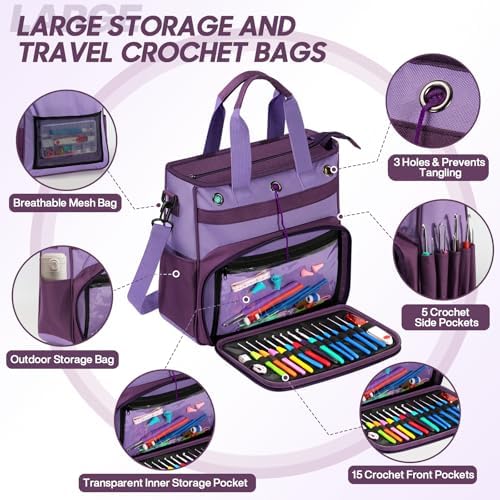 74 pcs Crochet Kit, with Large Storage Bag, Crochet Kits for Beginners - Image 3