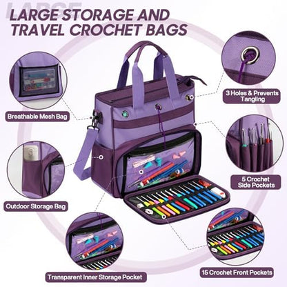 74 pcs Crochet Kit, with Large Storage Bag, Crochet Kits for Beginners - Image 3