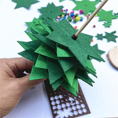 Inf-way Felt Christmas Tree DIY Craft Kit, Handmade Mini Christmas Tree Decoration Set Festive DIY Craft Supplies with Felt Sheets & Ornaments for Holiday Decor(2pack) - Image 4