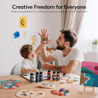 TMOL Acrylic Paint Set, 24 Colors (2 oz/Bottle) with 12 Art Brushes, Art Supplies for Painting Canvas, Wood, Ceramic & Fabric, Rich Pigments Lasting Quality for Beginners, Professional - Image 7