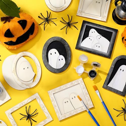 Simgoing 12 Set Adult Halloween Craft, Wood Ghost DIY Frame, Ordinary Style - Image 4