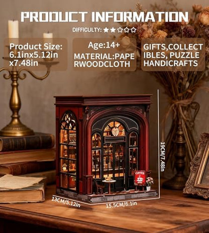 Roroom Book Nook Kit for Adults, Vintage Coffeehouse House Building Kit - Image 2