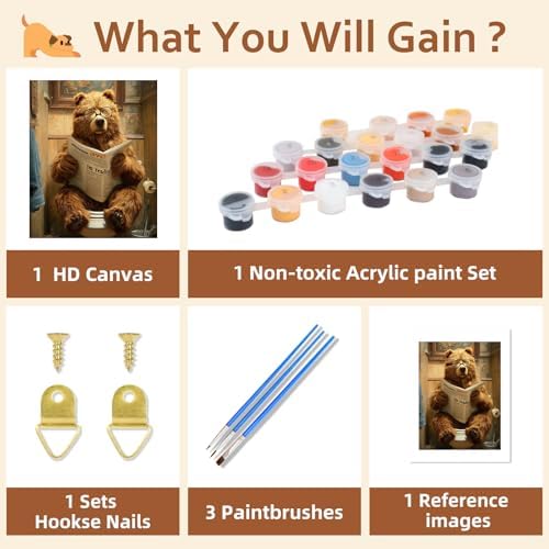Reivworl Bear Paint by Numbers Kit for Adults Beginner 16×20 inch - Image 6