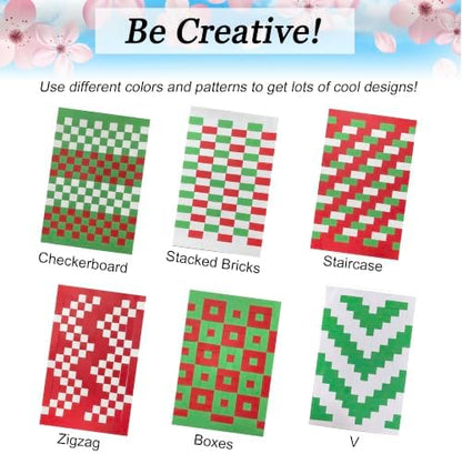 15 Christmas Paper Weaving Project • Anxiety Relief PaperCraft • DIY Placemats with ¾-inch Paper Strips and 9x14-inch Mats • Beginner Learn to Weave • Home and Classroom Decor (Red White Green) - Image 5