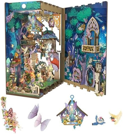 Tonecheer x British Library DIY Book Nook Kit,Shakespeare 3D Wooden Puzzle for Adults,Miniature House Booknook Bookshelf Insert Decor with LED Lights Unique Gifts (A Midsummer Night's Dream) by Tonecheer