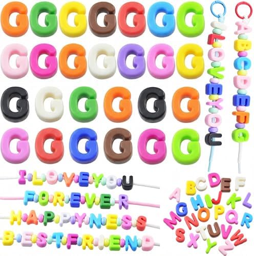 Large Letter Beads 26 Pcs 20mm 3D Paracord Beads Acrylic Colorful Bubble Big Alphabet Bead 6mm Large Hole Chunky Letter Bead for Keychains Purse Bag Charm Kit Backpack (26, Large Letter Beads G) by KJMLDIY