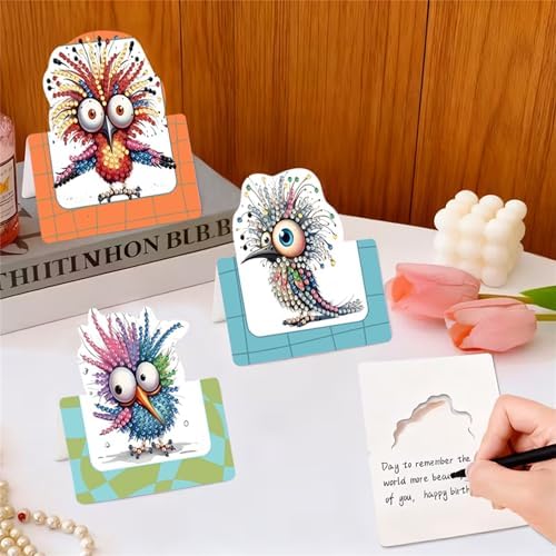 6 pack 3D Bird Diamond Painting Greeting Cards Kit, Animal Diamond Art Birthday Cards with Envelopes,DIY Thank You Card Making Craft for Adults,Handmade Greeting Card Supplies Gift Idea (Bird) - Image 5