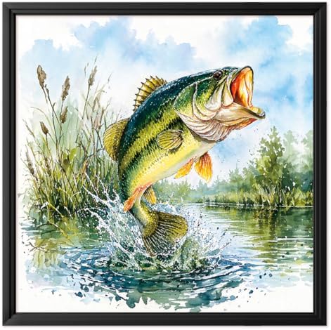 FREEBLOSS 11CT Cross Stitch Kit Stamped Cross Stitch Craft Kit with Stitching Guide for Beginners Fishing Lake Scene Embroidery Set Crossstitch Wall Hanging Set 17x17inch by FreeandCreativeCraftsArt