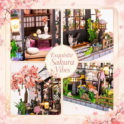 DIY Japanese Miniature House Kit with LED Lights - Sakura Greenhouse - Image 5