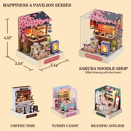 Lannso DIY Dollhouse Miniature Kit, Doll House Kit with Dust Proof Cover, Mini Handmade Wooden Dollhouse Toys for Adult Gift(QT41) - Image 2