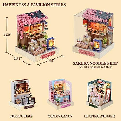 Lannso DIY Dollhouse Miniature Kit, Doll House Kit with Dust Proof Cover, Mini Handmade Wooden Dollhouse Toys for Adult Gift(QT41) - Image 2