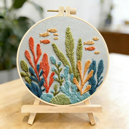 LYMIGER 3 Packs Embroidery Kit for Adults, Embroidery for Beginners (Sea) - Image 3