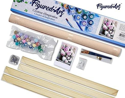 Figured'Art Paint by Numbers Kit for Adults Vase of Peonies 16"x20" - Craft Art Painting Rolled Canvas with DIY Wooden Frame - Image 5