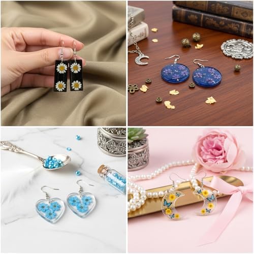 Resin Earring Molds, 5 PCS Epoxy-Resin Jewelry Mold Silicone Jewelry Pendant Mold Dangle Drop Earrings Resin Casting Molds with Built-in Holes for Earrings, Necklace, Pendants, Keychains Making - Image 6