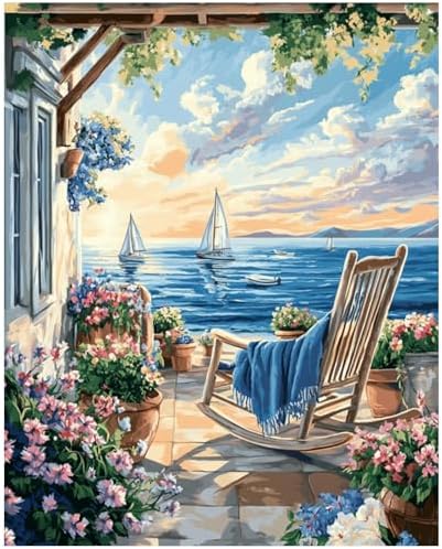 XTCIXAL Paint by Numbers Kit for Adults, Beach, 16X20 Inch by XTCIXAL