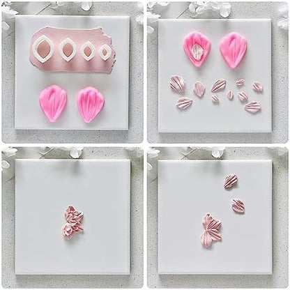 meeeyya Flower Petal Clay Cutters for Earrings Making, 4pcs Clay Cutters with 1pcs Petal Press Polymer Clay Mold, for Polymer Clay Jewelry Making - Image 3
