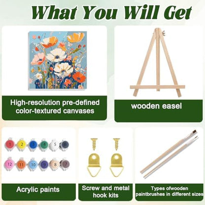 ICYANART Paint by Numbers for Adults Framed, Flowers Number Painting 8x8In - Image 4