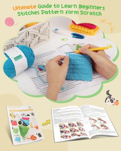 Katech Crochet Kit for Beginners, Dishcloth Crochet Starter Kit for Adults - Image 2