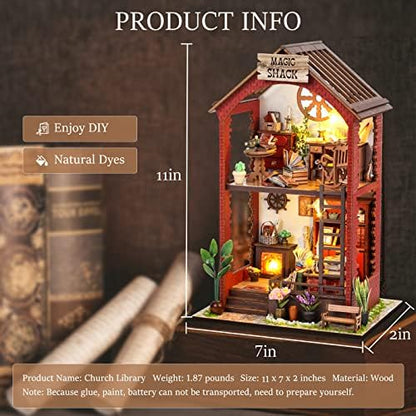 RONSTONE Book Nook Kit for Adults, Martin’s Bookstore DIY Miniature House Kit with LED Light, Wooden 3D Puzzle Bookshelf Insert Decor, Craft Gift for Teens and Book Lovers - Image 5