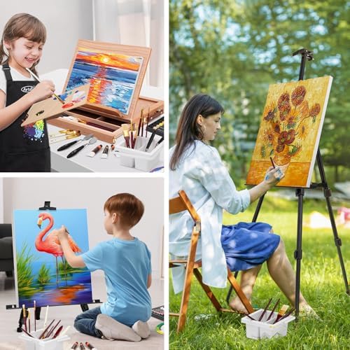 187Pcs Professional All-in-One Art Painting Kit with Aluminum & Beech Wood Easel, 96 Acrylic, Watercolor & Oil Paint Set, Complete Art Supplies Painting Set for Adults, Artists, Beginners - Image 7