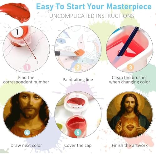 Jesus Paint by Numbers Kit for Adults Framed Canvas 12X16 in, Frameworkless - Image 7