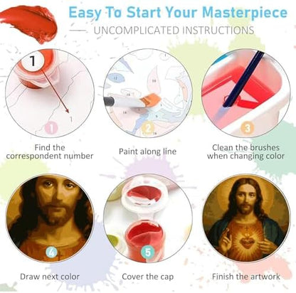 Jesus Paint by Numbers Kit for Adults Framed Canvas 12X16 in, Frameworkless - Image 7