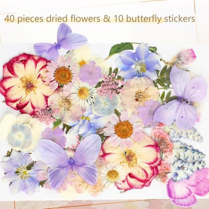Taobary 91 Pcs DIY Dried Flowers Bookmarks Transparent, Gentle Colors - Image 4