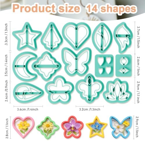 14Pcs Nature Theme Polymer Clay Cutters Set, Clay Earrings Cutters Polymer Jewelry Cutter for Earrings Making DIY Craft Supplies - Image 2