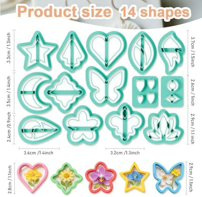 14Pcs Nature Theme Polymer Clay Cutters Set, Clay Earrings Cutters Polymer Jewelry Cutter for Earrings Making DIY Craft Supplies - Image 2