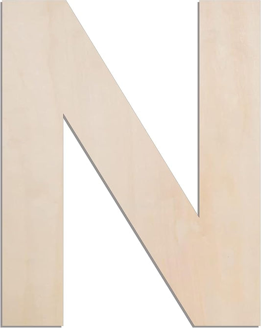 MGTECH 12 Inch Large Wooden Letter N, 1/4 in Thick Big Wood Letter for Crafts and Wall Decor