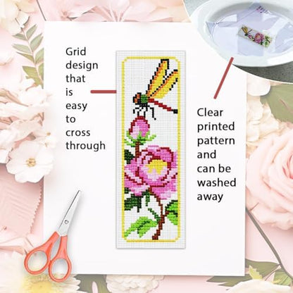ORIGACH 6 Set Dragonfly & Flower Cross Stitch Bookmark Kit for Beginner - Image 3