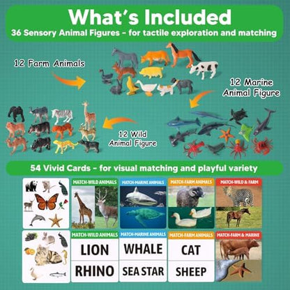 Animal Matching Memory Games for Dementia Patients | Alzheimers Activities Kit w/ 36 Realistic Animal Figures & 54 Cards, Fun Brain Training Product & Meaningful Gift for Seniors and Elderly - Image 2